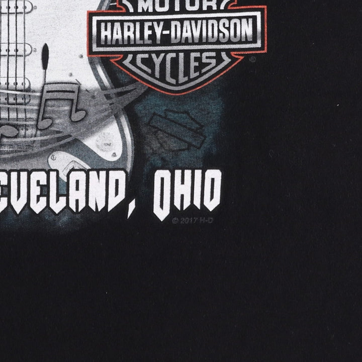 Harley-Davidson Eagle Pattern Motorcycle Bike T-shirt Made in USA Men's L size cotton black type Vintage Second Hand