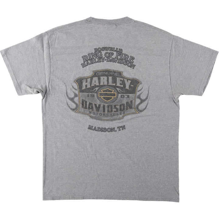 Harley-Davidson Motorcycle Bike T-shirt, Men's Size L cotton gray type Vintage Second Hand