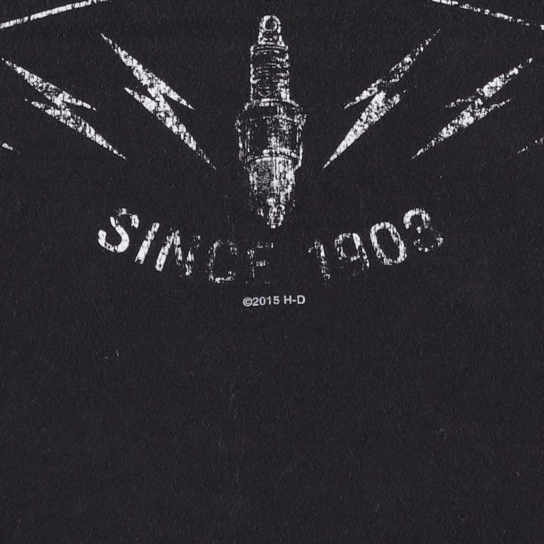 Harley-Davidson Eagle Pattern Motorcycle Bike T-shirt Men's L size cotton black type Vintage Second Hand