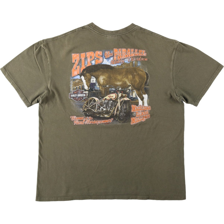 Harley-Davidson Motorcycle Bike T-shirt, Men's XL size cotton Khaki type Vintage Second Hand