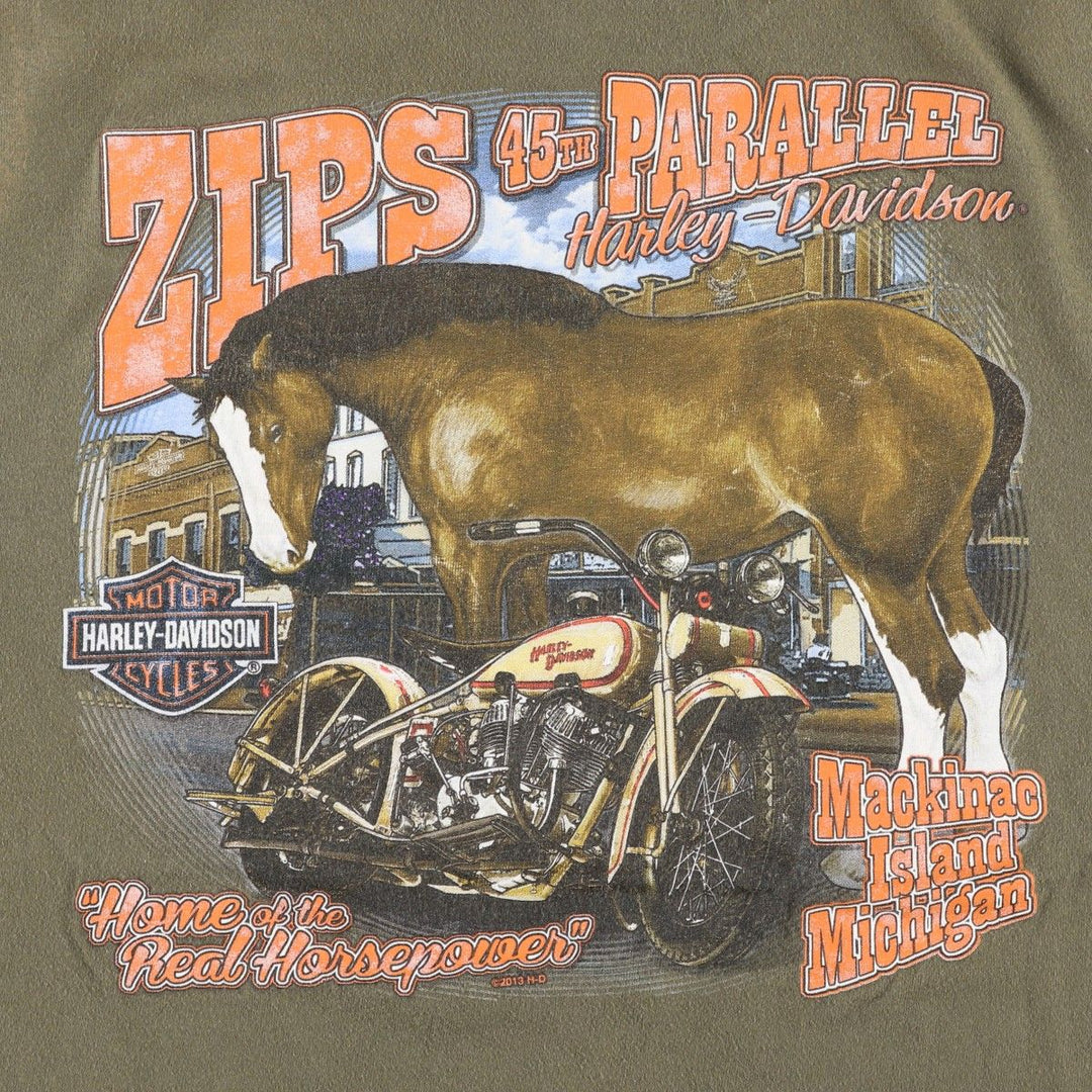 Harley-Davidson Motorcycle Bike T-shirt, Men's XL size cotton Khaki type Vintage Second Hand