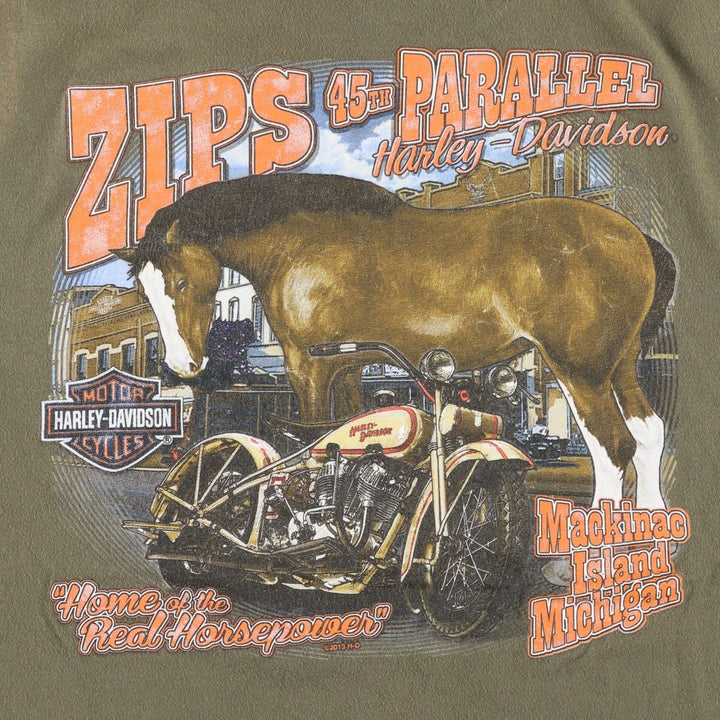 Harley-Davidson Motorcycle Bike T-shirt, Men's XL size cotton Khaki type Vintage Second Hand