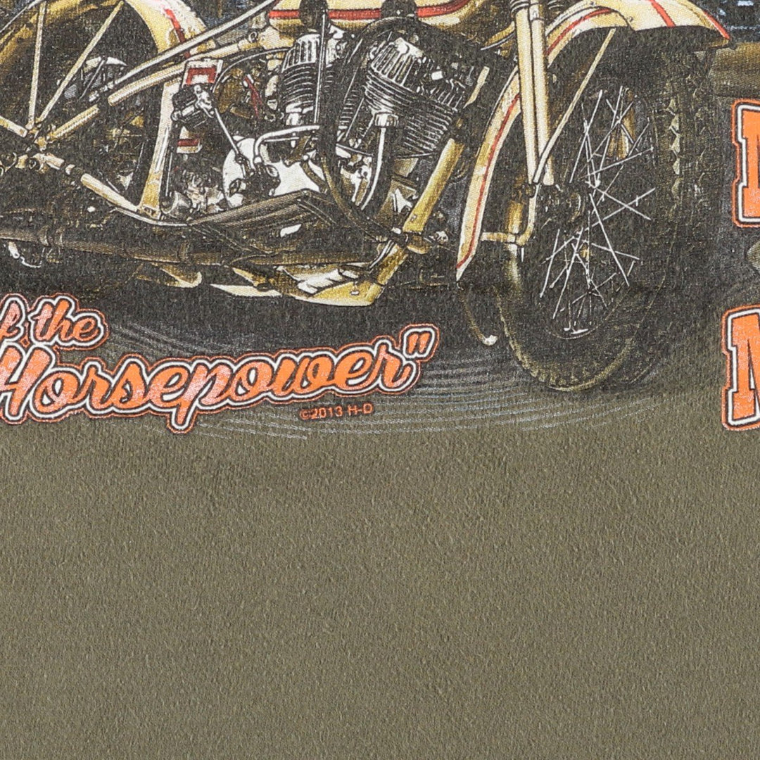 Harley-Davidson Motorcycle Bike T-shirt, Men's XL size cotton Khaki type Vintage Second Hand