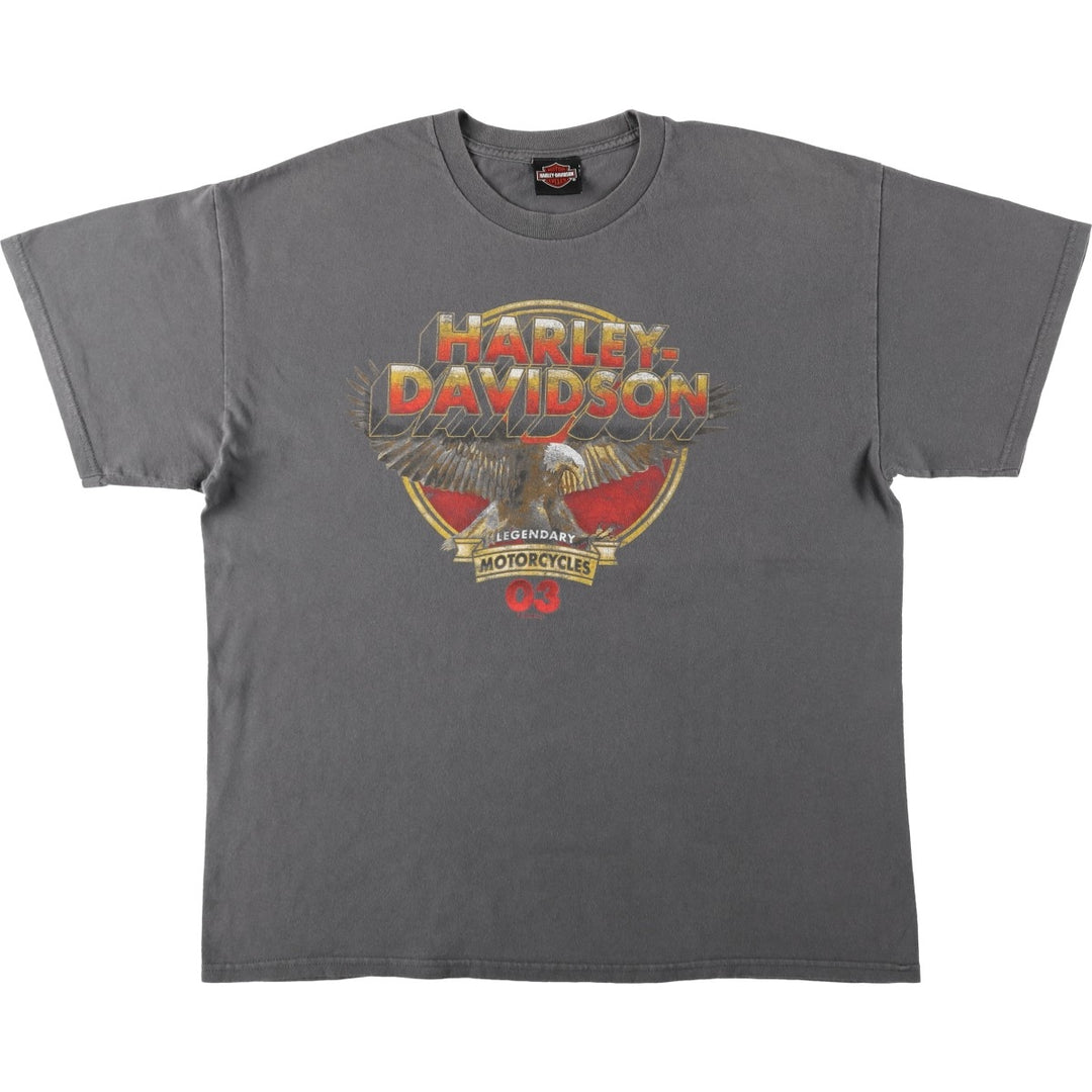 Harley-Davidson Eagle Pattern Motorcycle Bike T-shirt Men's XL unclear gray type Vintage Second Hand