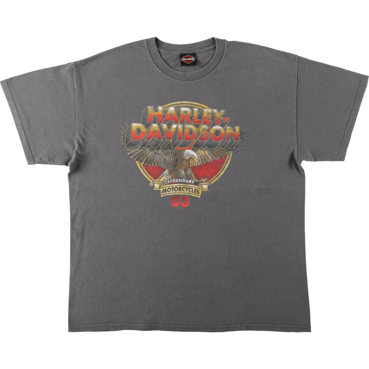 Harley-Davidson Eagle Pattern Motorcycle Bike T-shirt Men's XL unclear gray type Vintage Second Hand