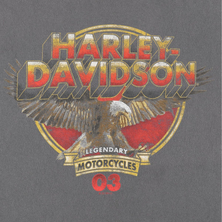 Harley-Davidson Eagle Pattern Motorcycle Bike T-shirt Men's XL unclear gray type Vintage Second Hand