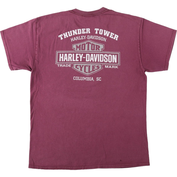 Harley-Davidson Motorcycle Bike T-shirt, Men's Size L cotton Red type red-purple Vintage Second Hand