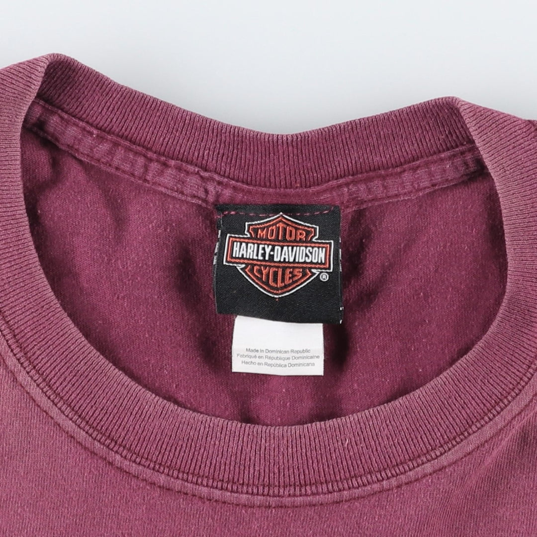 Harley-Davidson Motorcycle Bike T-shirt, Men's Size L cotton Red type red-purple Vintage Second Hand
