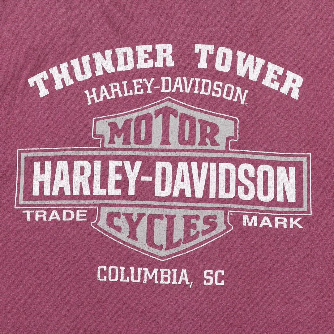 Harley-Davidson Motorcycle Bike T-shirt, Men's Size L cotton Red type red-purple Vintage Second Hand