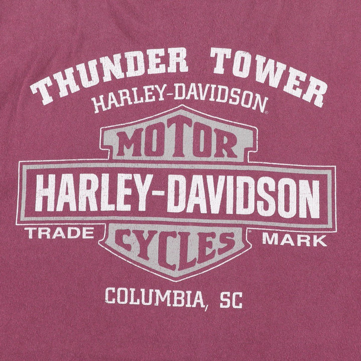 Harley-Davidson Motorcycle Bike T-shirt, Men's Size L cotton Red type red-purple Vintage Second Hand