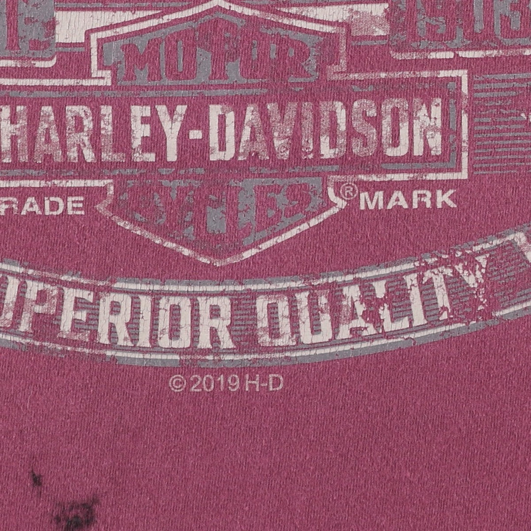 Harley-Davidson Motorcycle Bike T-shirt, Men's Size L cotton Red type red-purple Vintage Second Hand