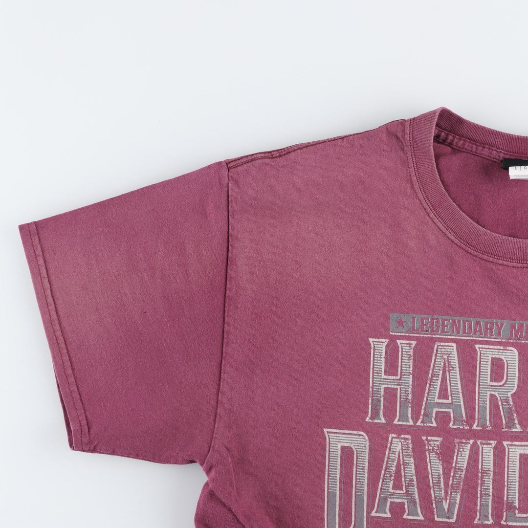 Harley-Davidson Motorcycle Bike T-shirt, Men's Size L cotton Red type red-purple Vintage Second Hand