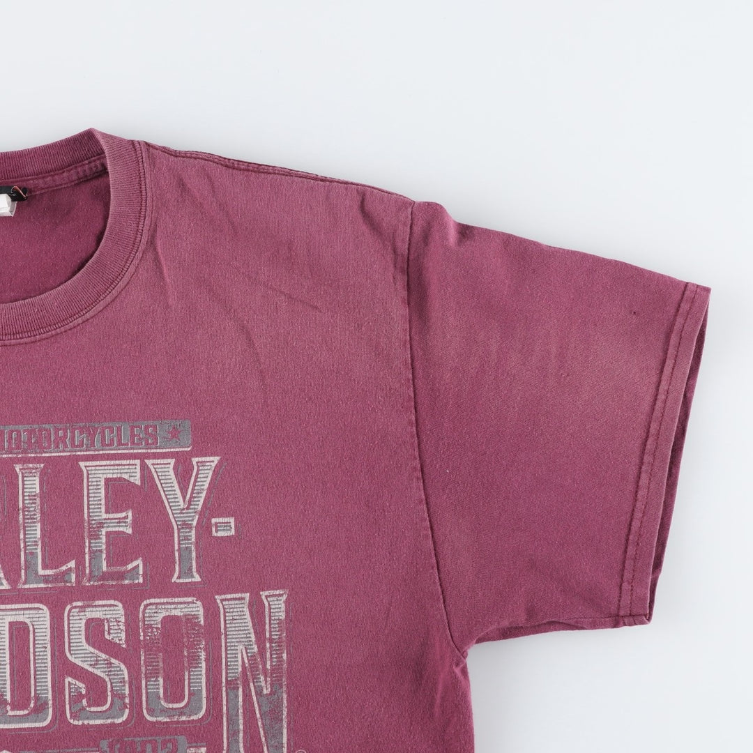 Harley-Davidson Motorcycle Bike T-shirt, Men's Size L cotton Red type red-purple Vintage Second Hand