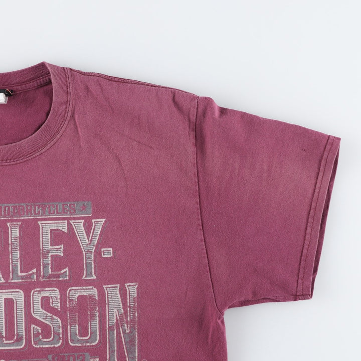 Harley-Davidson Motorcycle Bike T-shirt, Men's Size L cotton Red type red-purple Vintage Second Hand
