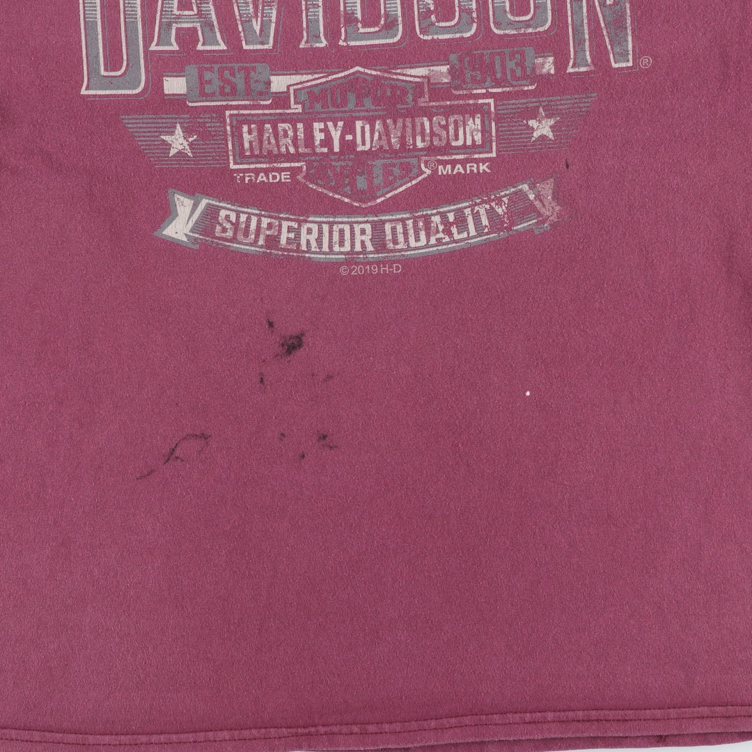 Harley-Davidson Motorcycle Bike T-shirt, Men's Size L cotton Red type red-purple Vintage Second Hand