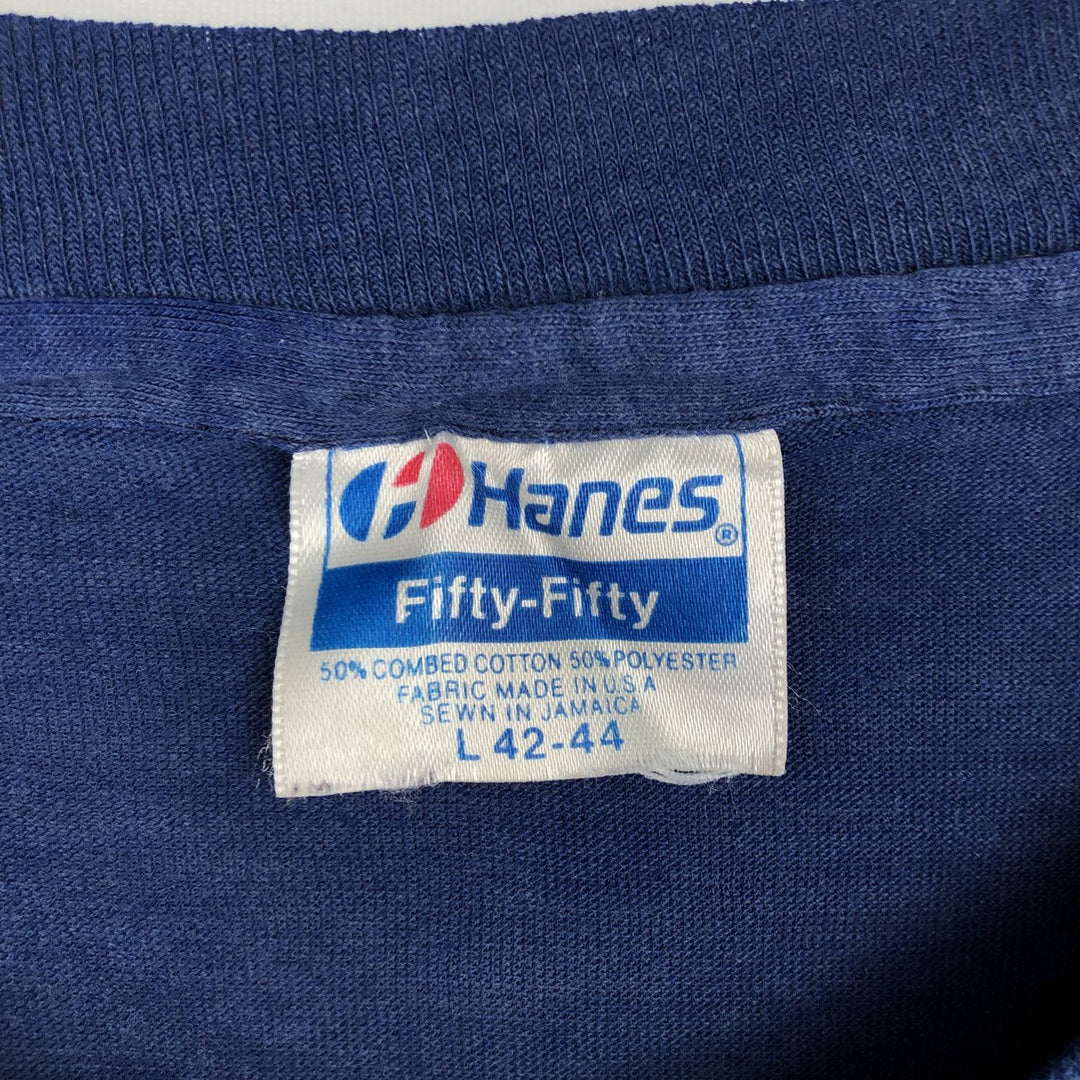 1980'S Hanes Fifty-Fifty Blue Tag Eagle Pattern Motorcycle T-Shirt, Men's Size L (approx.), Vintage cotton blue type Vintage Second Hand