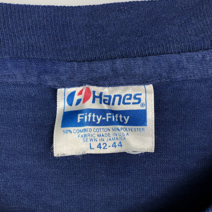 1980'S Hanes Fifty-Fifty Blue Tag Eagle Pattern Motorcycle T-Shirt, Men's Size L (approx.), Vintage cotton blue type Vintage Second Hand