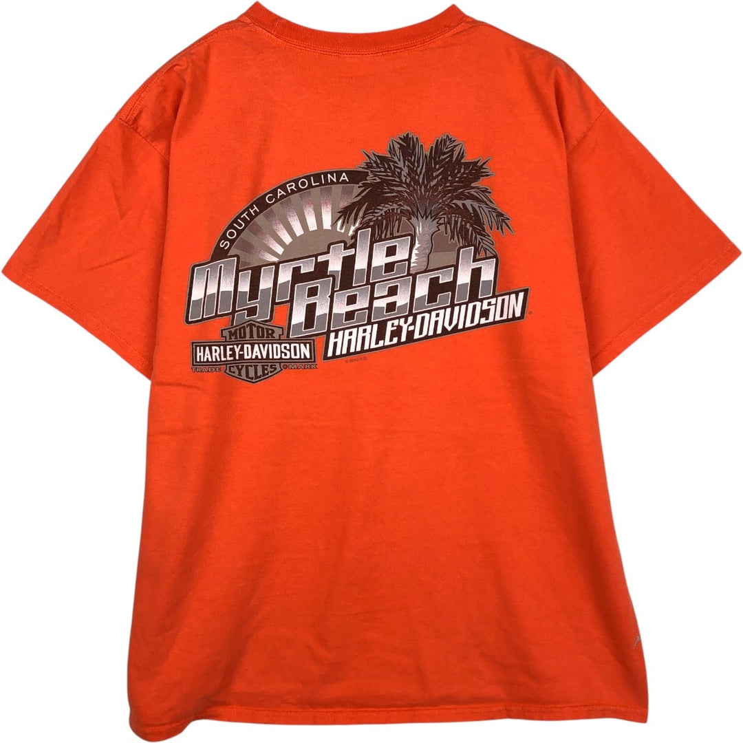 Harley-Davidson Skull Pattern Skull Wing Fire Pattern Motorcycle Bike T-Shirt, Men's Size M (approx.) unclear orange type Vintage Second Hand