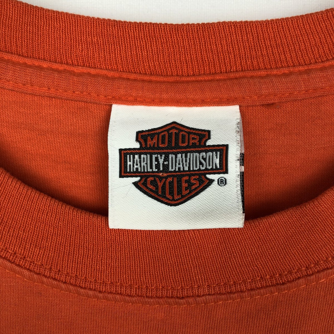 Harley-Davidson Skull Pattern Skull Wing Fire Pattern Motorcycle Bike T-Shirt, Men's Size M (approx.) unclear orange type Vintage Second Hand