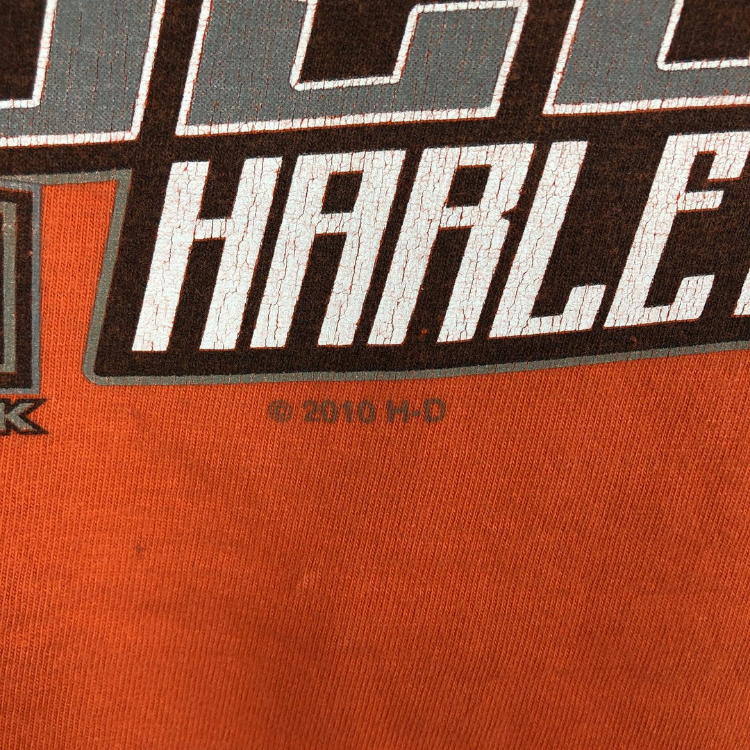 Harley-Davidson Skull Pattern Skull Wing Fire Pattern Motorcycle Bike T-Shirt, Men's Size M (approx.) unclear orange type Vintage Second Hand