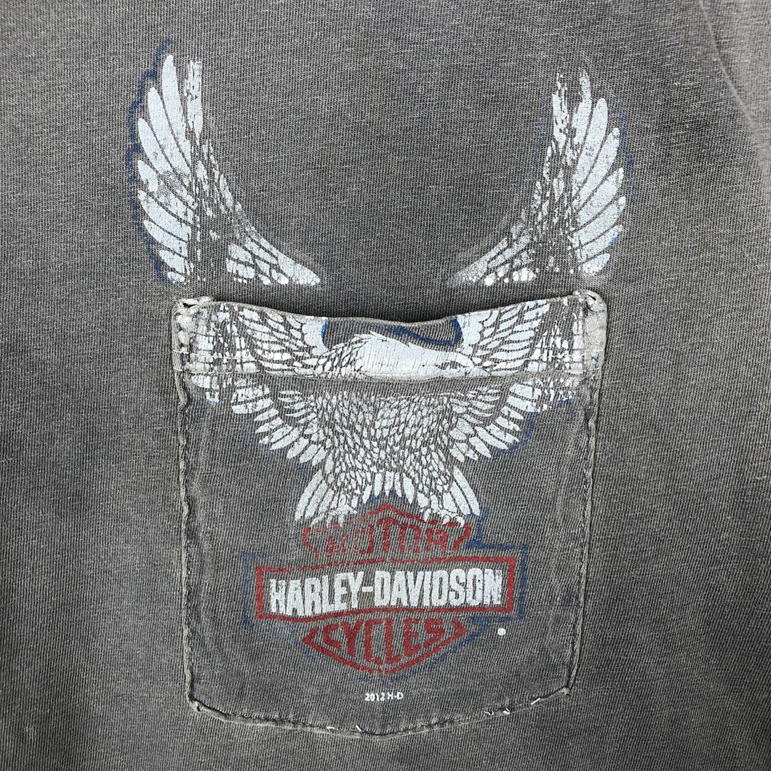 Harley-Davidson Eagle Pattern Motorcycle Bike T-shirt Men's XL cotton gray type Vintage Second Hand