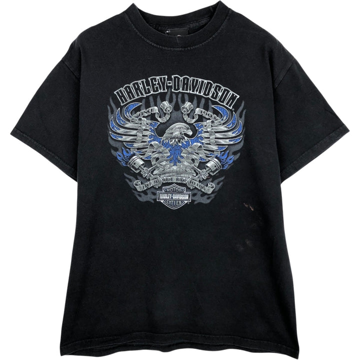 2000'S Harley-Davidson Eagle Pattern Fire Pattern Motorcycle T-Shirt, Men's Size M (approx.) cotton black type Vintage Second Hand