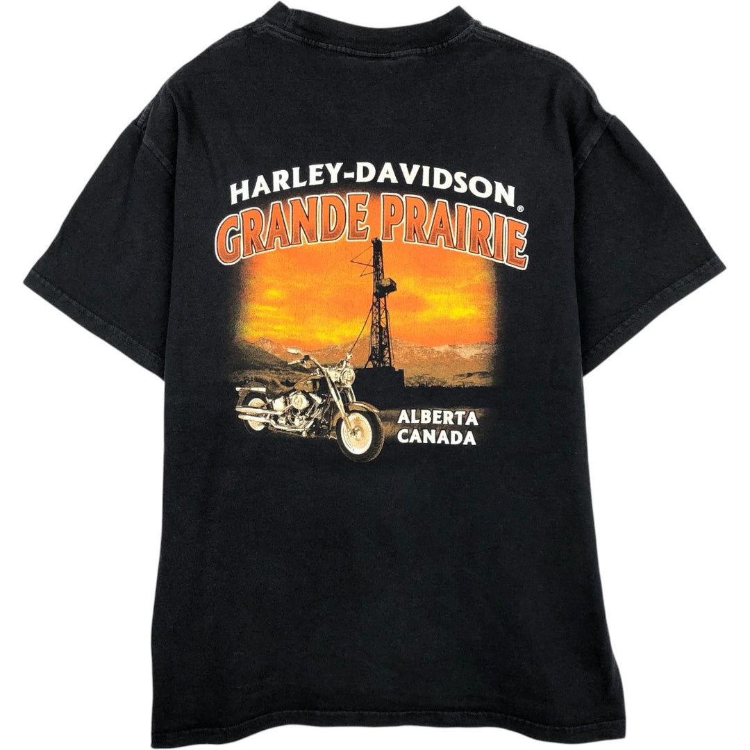 2000'S Harley-Davidson Eagle Pattern Fire Pattern Motorcycle T-Shirt, Men's Size M (approx.) cotton black type Vintage Second Hand