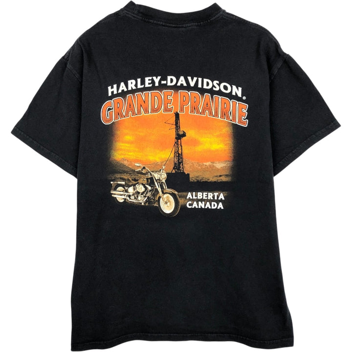 2000'S Harley-Davidson Eagle Pattern Fire Pattern Motorcycle T-Shirt, Men's Size M (approx.) cotton black type Vintage Second Hand