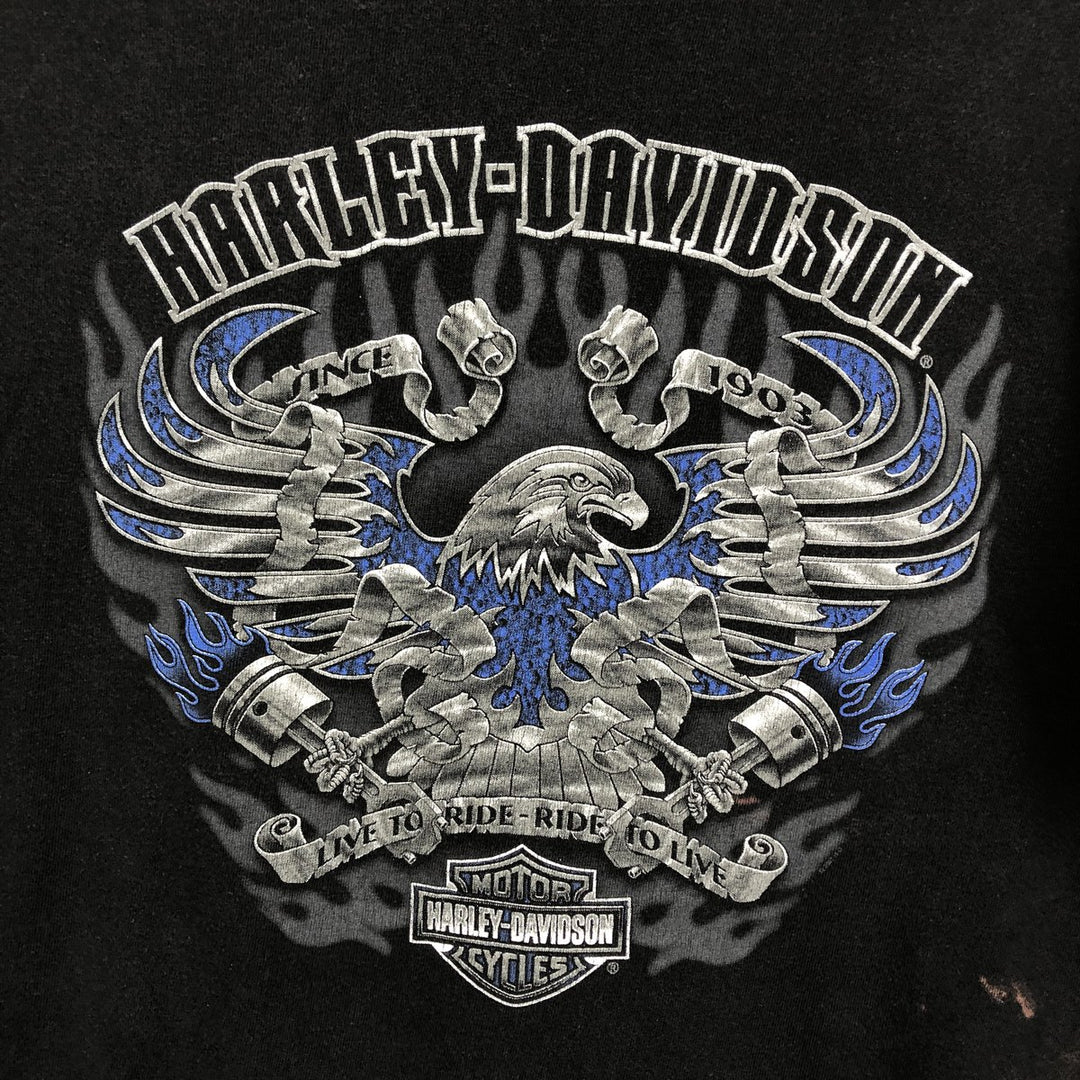 2000'S Harley-Davidson Eagle Pattern Fire Pattern Motorcycle T-Shirt, Men's Size M (approx.) cotton black type Vintage Second Hand