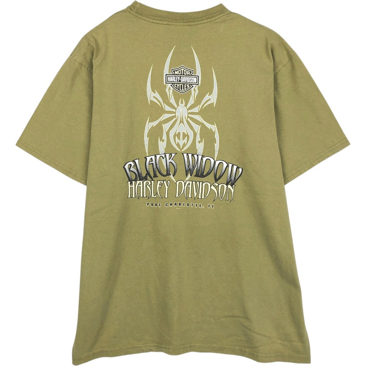 Harley-Davidson Motorcycle Bike T-shirt Made in USA Men's L size cotton green type yellow green Vintage Second Hand
