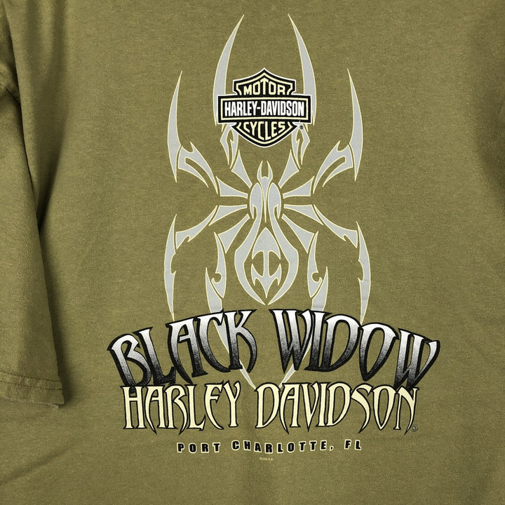 Harley-Davidson Motorcycle Bike T-shirt Made in USA Men's L size cotton green type yellow green Vintage Second Hand