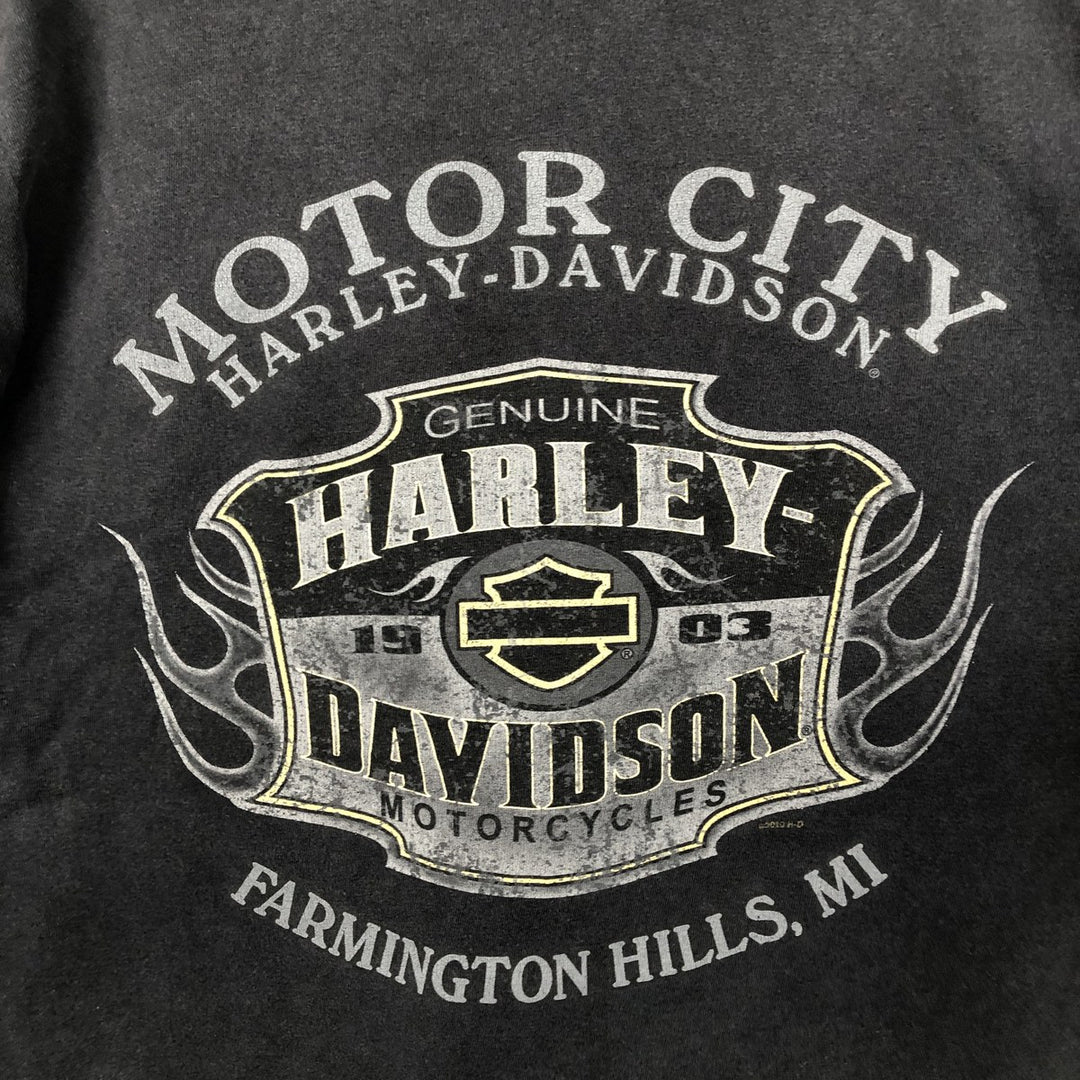 Harley-Davidson Skull Pattern Skull Wing Fire Pattern Motorcycle Bike T-Shirt, Men's Size M (approx.) unclear black type Vintage Second Hand