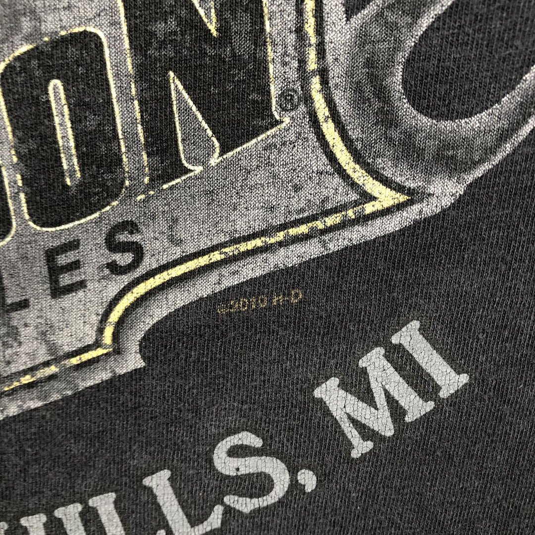 Harley-Davidson Skull Pattern Skull Wing Fire Pattern Motorcycle Bike T-Shirt, Men's Size M (approx.) unclear black type Vintage Second Hand
