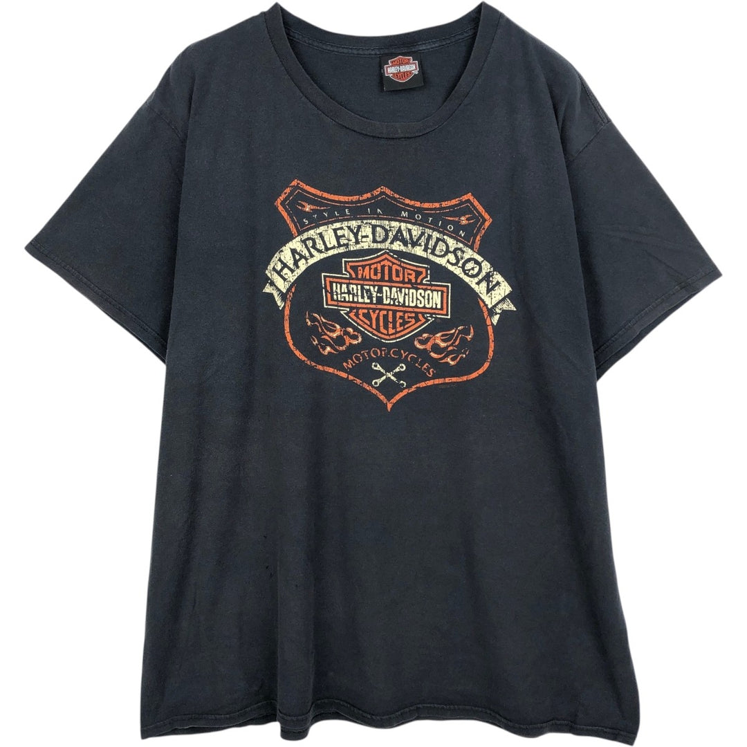 Harley-Davidson Fire Pattern Motorcycle Bike T-Shirt Men's XXL cotton black type Vintage Second Hand