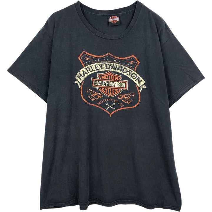 Harley-Davidson Fire Pattern Motorcycle Bike T-Shirt Men's XXL cotton black type Vintage Second Hand
