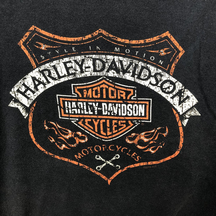 Harley-Davidson Fire Pattern Motorcycle Bike T-Shirt Men's XXL cotton black type Vintage Second Hand