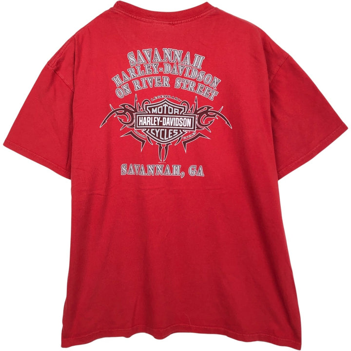 Harley-Davidson Eagle Pattern Tribal Motorcycle T-Shirt, Men's Size XL (approx.) cotton red type Vintage Second Hand