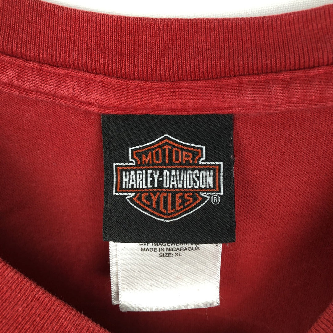 Harley-Davidson Eagle Pattern Tribal Motorcycle T-Shirt, Men's Size XL (approx.) cotton red type Vintage Second Hand