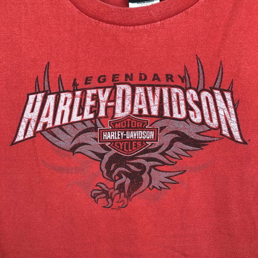 Harley-Davidson Eagle Pattern Tribal Motorcycle T-Shirt, Men's Size XL (approx.) cotton red type Vintage Second Hand