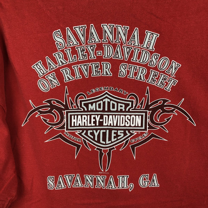 Harley-Davidson Eagle Pattern Tribal Motorcycle T-Shirt, Men's Size XL (approx.) cotton red type Vintage Second Hand