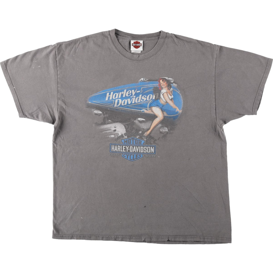 Harley-Davidson Pin-up Girl Motorcycle Bike T-shirt, Men's XL cotton gray type Vintage Second Hand