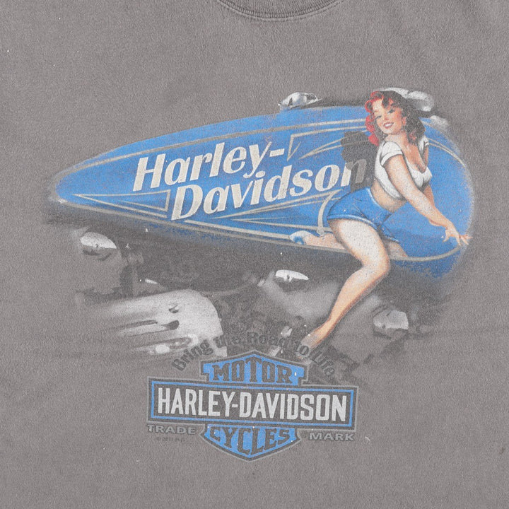 Harley-Davidson Pin-up Girl Motorcycle Bike T-shirt, Men's XL cotton gray type Vintage Second Hand
