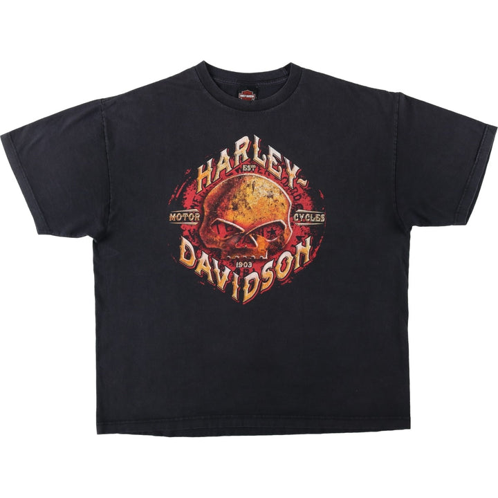 Harley-Davidson Skull Pattern Motorcycle Bike T-shirt Men's XXL cotton black type Vintage Second Hand