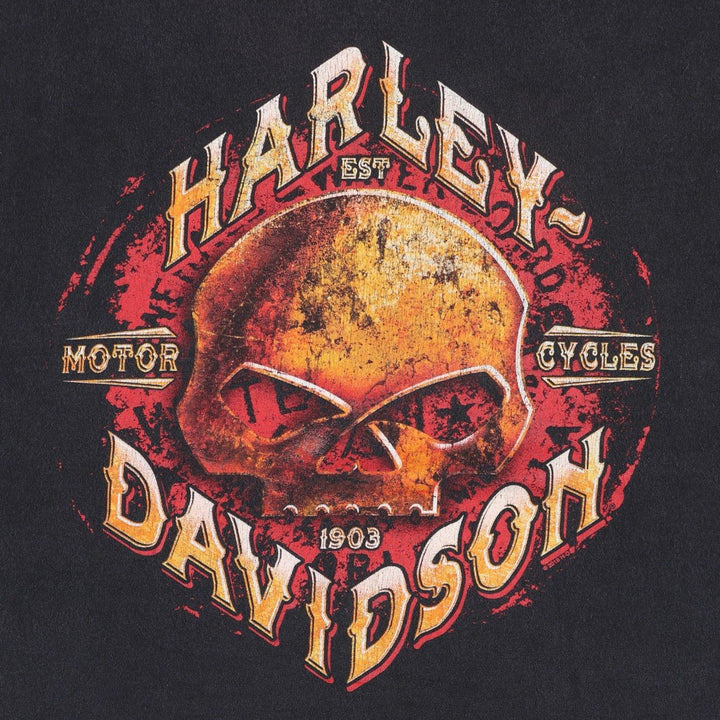Harley-Davidson Skull Pattern Motorcycle Bike T-shirt Men's XXL cotton black type Vintage Second Hand