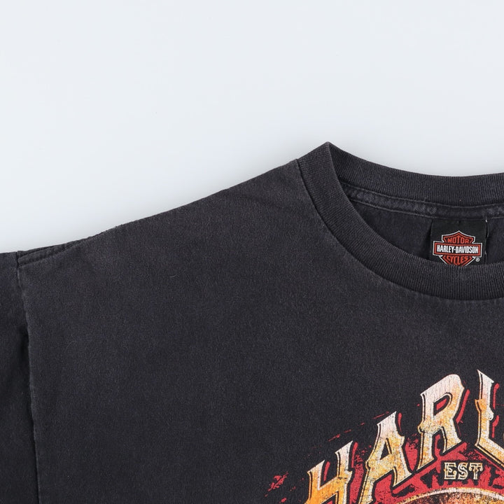 Harley-Davidson Skull Pattern Motorcycle Bike T-shirt Men's XXL cotton black type Vintage Second Hand