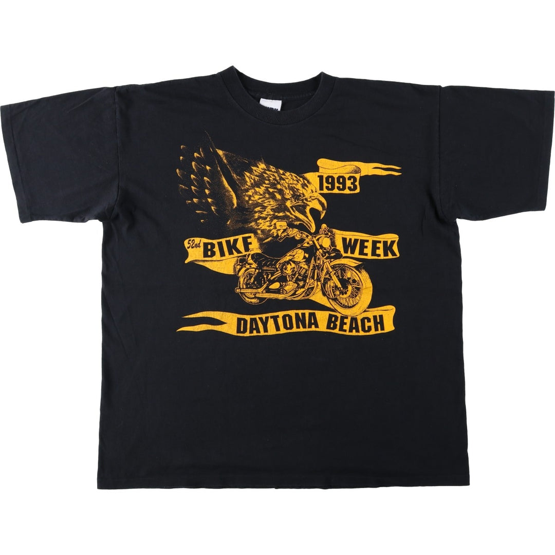 90'S CYRK SPORT Eagle Pattern Motorcycle T-Shirt, Made in USA, Men's XL equivalent, Vintage cotton black type Vintage Second Hand