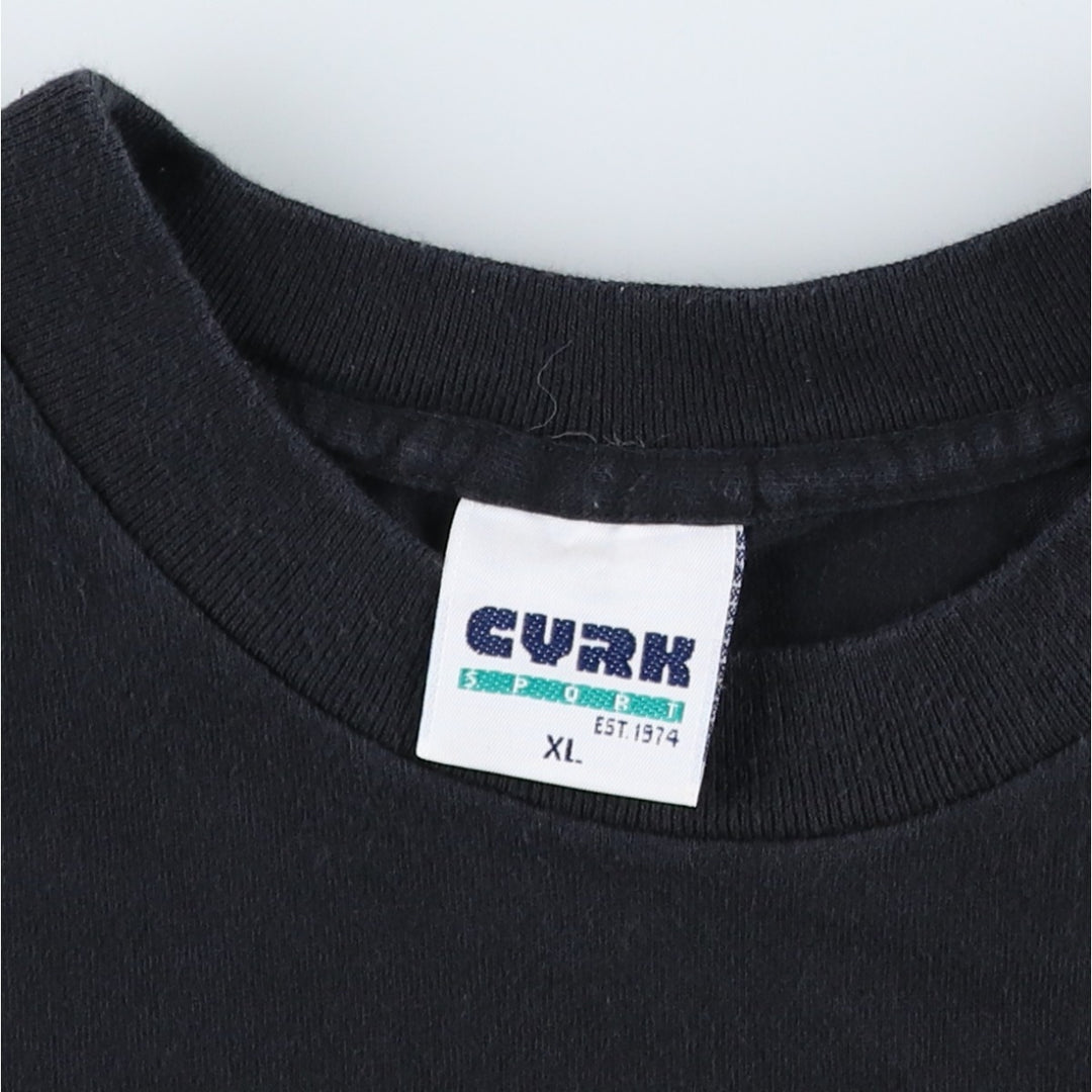 90'S CYRK SPORT Eagle Pattern Motorcycle T-Shirt, Made in USA, Men's XL equivalent, Vintage cotton black type Vintage Second Hand