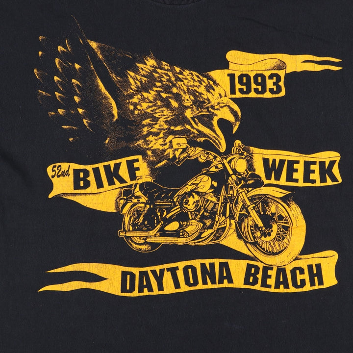 90'S CYRK SPORT Eagle Pattern Motorcycle T-Shirt, Made in USA, Men's XL equivalent, Vintage cotton black type Vintage Second Hand
