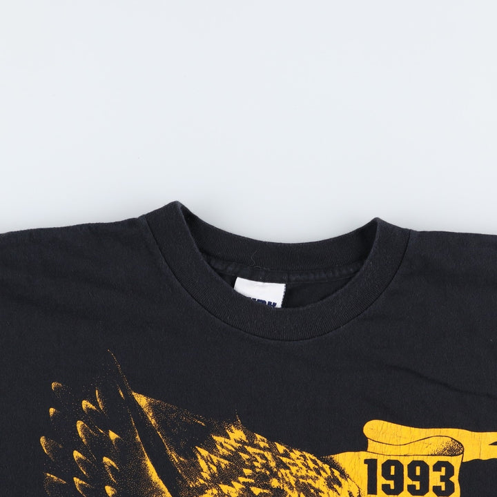 90'S CYRK SPORT Eagle Pattern Motorcycle T-Shirt, Made in USA, Men's XL equivalent, Vintage cotton black type Vintage Second Hand