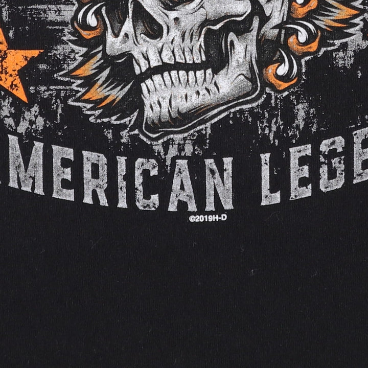 Harley-Davidson motorcycle t-shirt featuring dragon, eagle, and skull patterns. Men's size L equivalent. cotton black type Vintage Second Hand